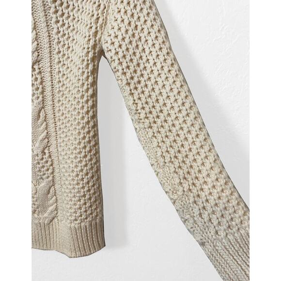 Intermix Womens Cold Shoulder 100% Wool Knit Sweater Cream Neutral Minimalist XS - Picture 5 of 10